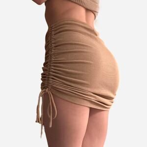 Scrunched nude skirt tie side body con - princess polly size 2